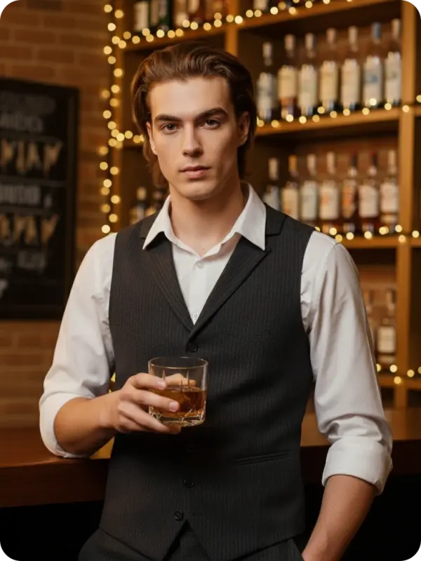 Whiskey Bar: Warm Lit Portrait