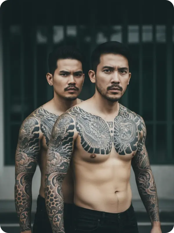 Tattooed Duo Intense Portrait