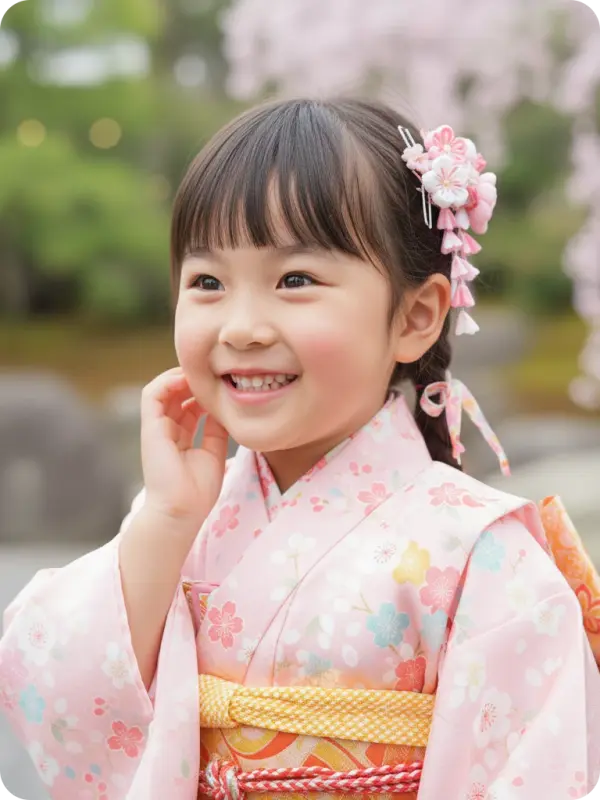 Close-up of a Japanese Girl in Kimono