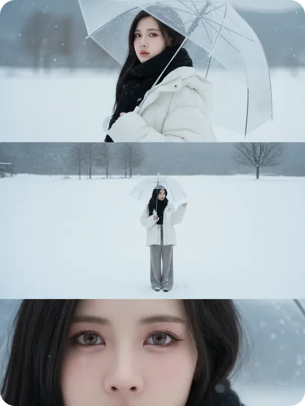 Snowy Solitude: Melancholy Winter Triptych