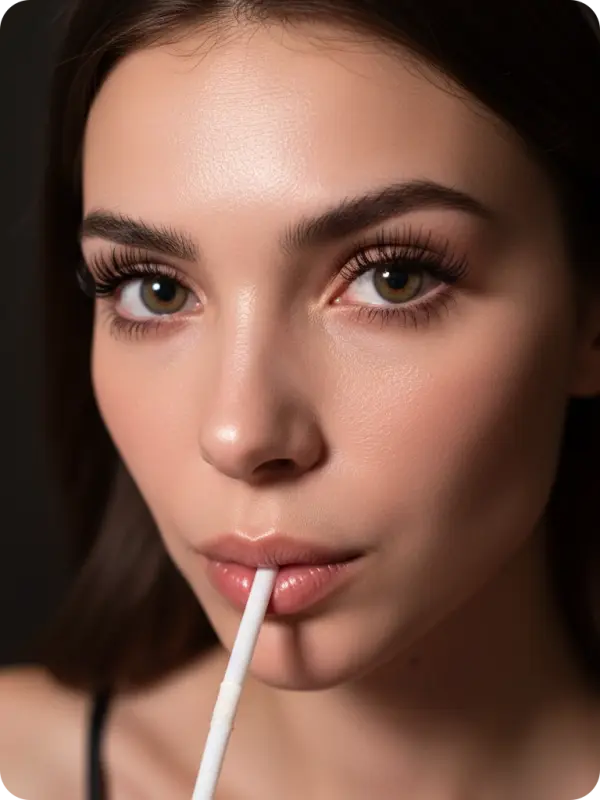 Kawaii Flash Selfie: Doll Eyes & Straw