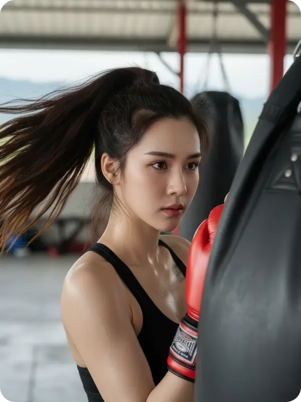 Female Muay Thai Fighter Training