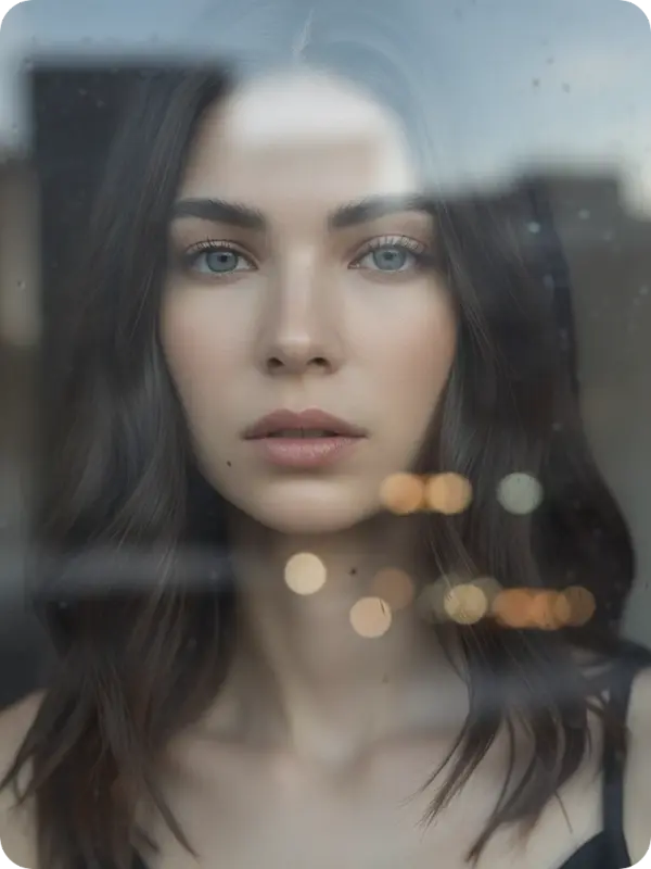 Window Reflections: Cityscape Gaze Portrait