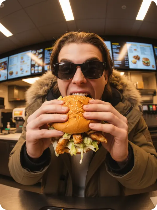 Paraka Sandwich: Fisheye Fast-Food Bite 4K