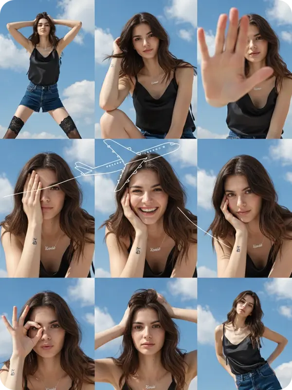 Blue Sky Collage: 9 Playful Poses