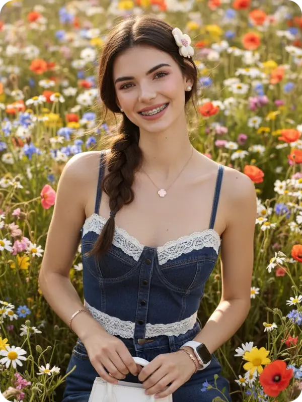 Denim & Daisies: Braided Charm Portrait
