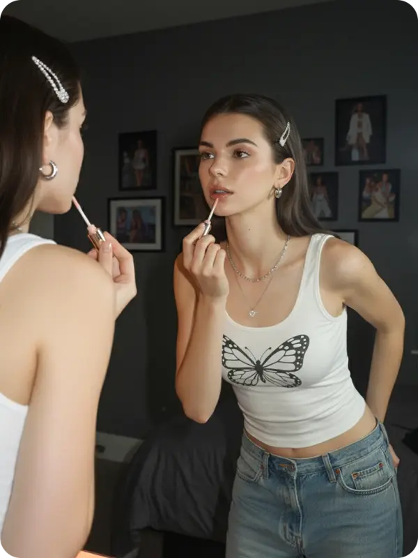 Y2K Gloss: Candid Mirror Moment