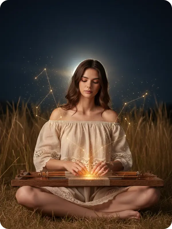 Moonlit Weaver: Bohemian Dress & Constellations