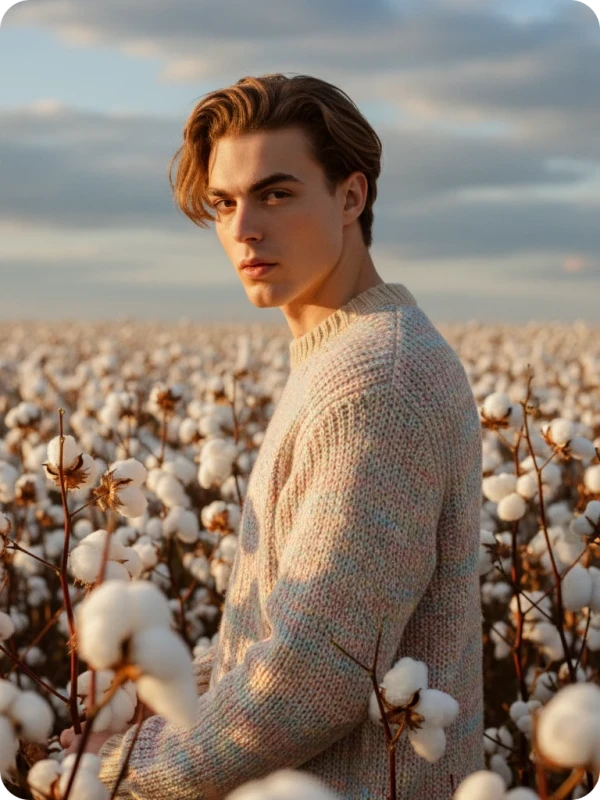 Golden Hour Cotton: Knitted Sweater Dream