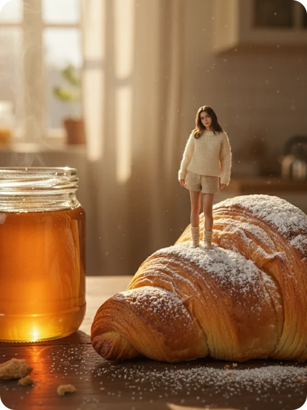 Tiny Traveler on a Giant Croissant