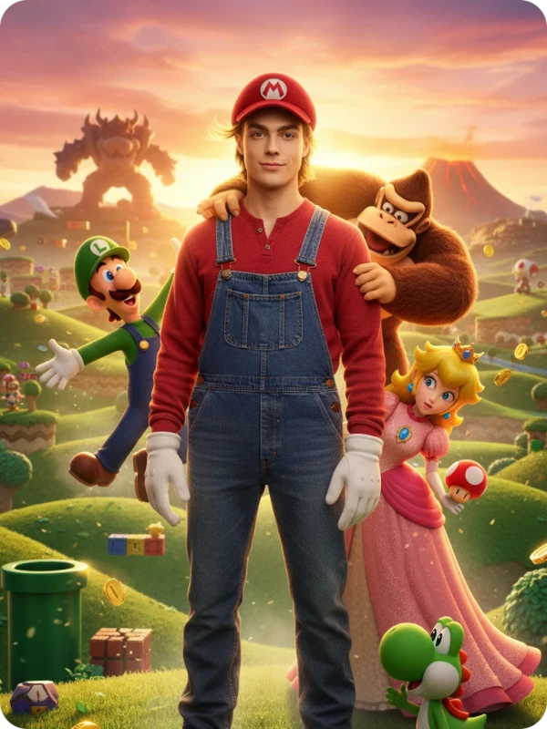 Humanized Mario in Mushroom Kingdom Portrait