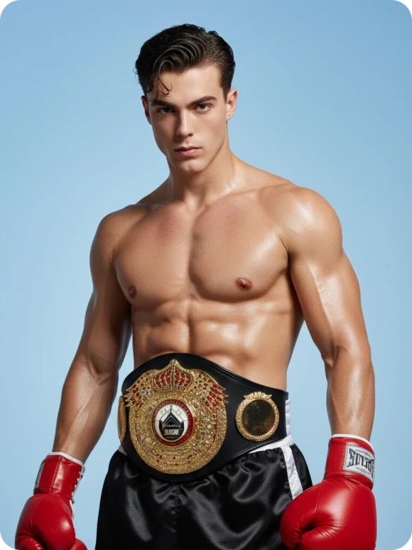Champion Boxer Portrait, Fight Movie Poster Style